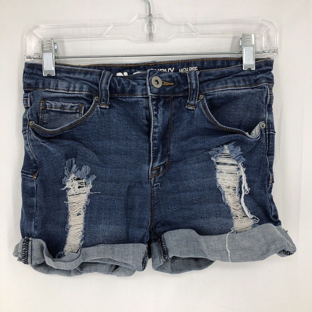 Song Curvy High Rise Distressed Cuffed Denim Blue Jean Shorts 5/27 (26x2)